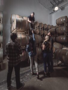 SAMsARA Winemaker Matt Brady barrel tasting with guests