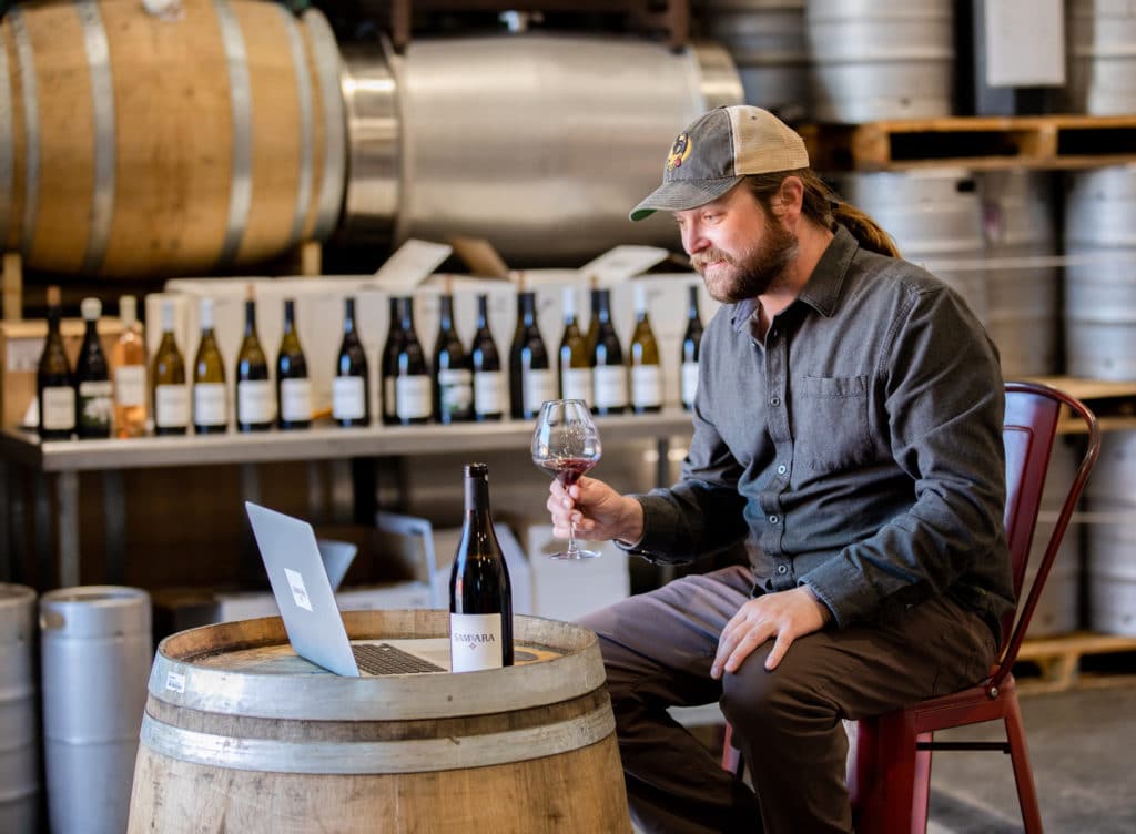 Matt Brady and the SAMsARA team conducted many virtual tastings for consumers and clients during the pandemic from their winery. 