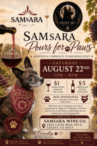 SAMsARA Pours for Paws Adoption and Community Fundraising Event 1 Samsara Paws for Pours Flyer